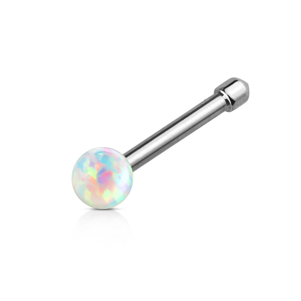 DAINTY OPAL TOP NOSE BONE STUD - 20 GAUGE - 6MM