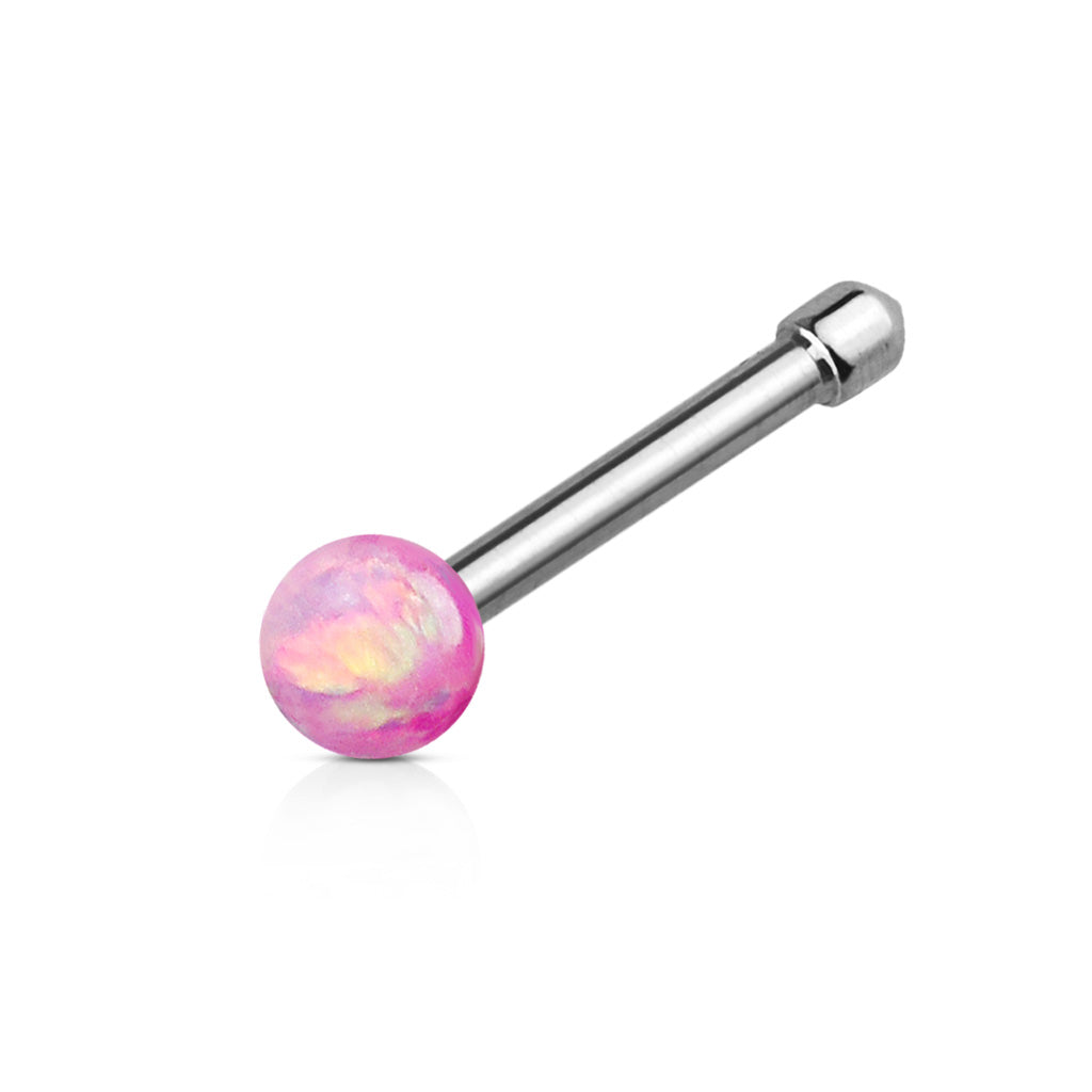 DAINTY OPAL TOP NOSE BONE STUD - 20 GAUGE - 6MM