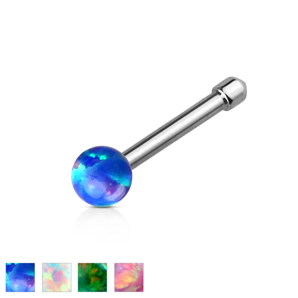 DAINTY OPAL TOP NOSE BONE STUD - 20 GAUGE - 6MM