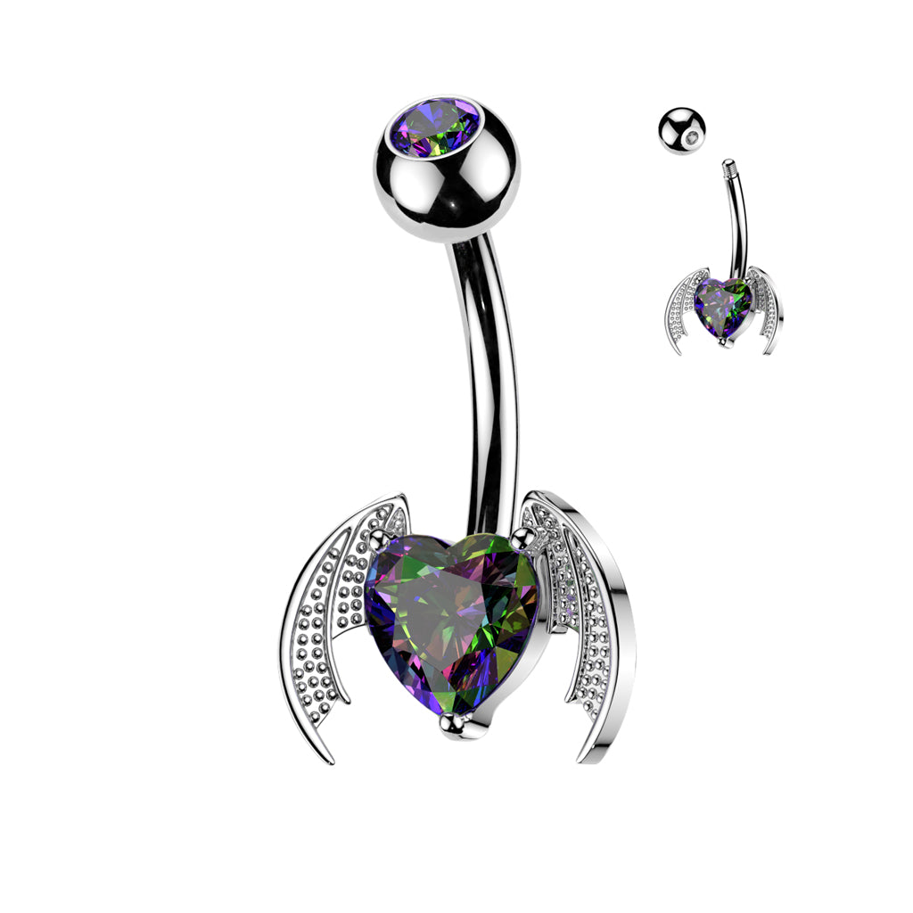 RAINBOW VITRAIL BATWING BELLY BAR - 14 GAUGE -10MM