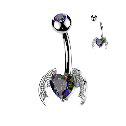 RAINBOW VITRAIL BATWING BELLY BAR - 14 GAUGE -10MM