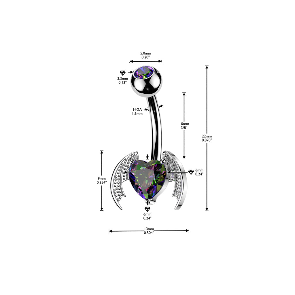 RAINBOW VITRAIL BATWING BELLY BAR - 14 GAUGE -10MM
