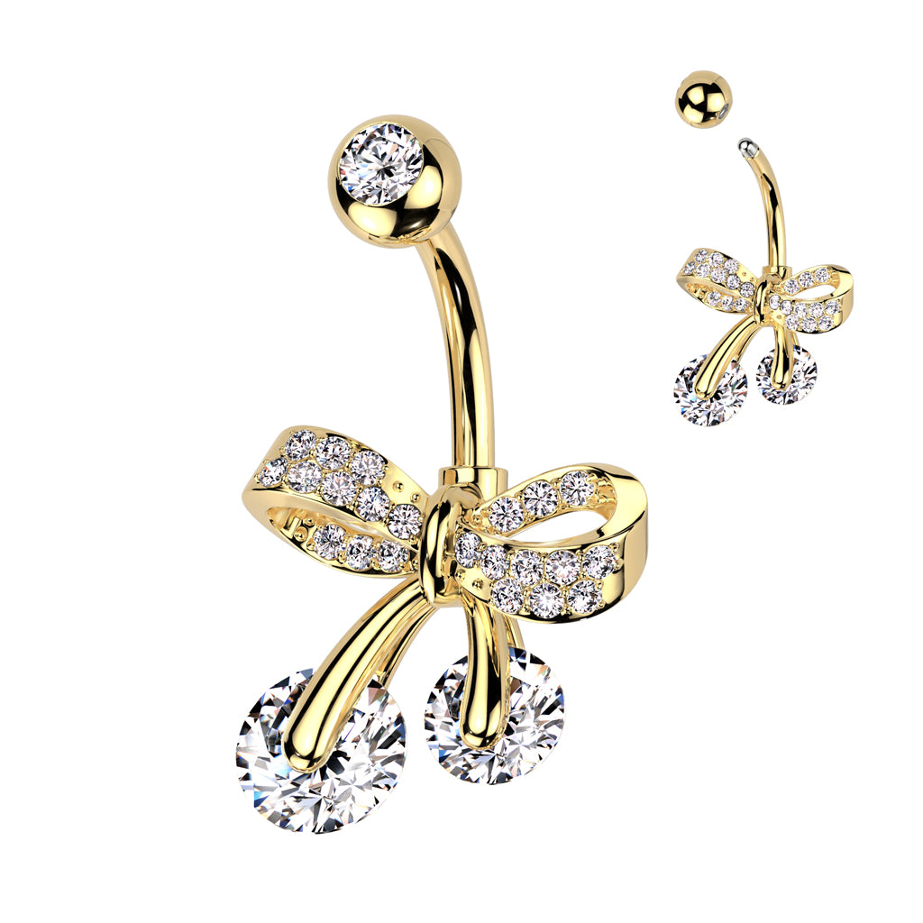 CRYSTAL RIBBON BELLY BAR - 10MM