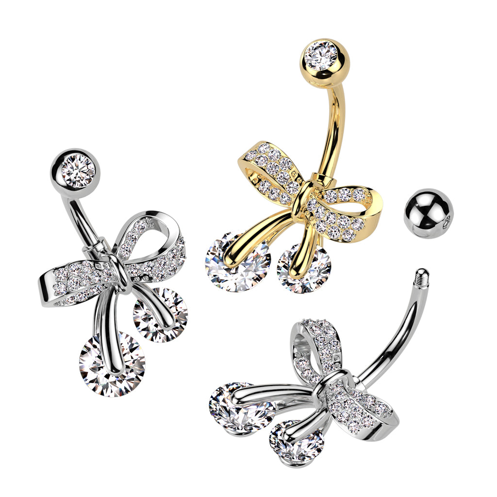 CRYSTAL RIBBON BELLY BAR - 10MM