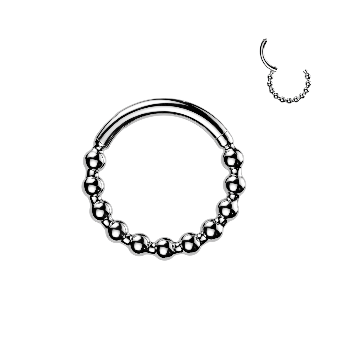 BEADED BALL EAR & NOSE HOOP - 20 GAUGE - 8MM
