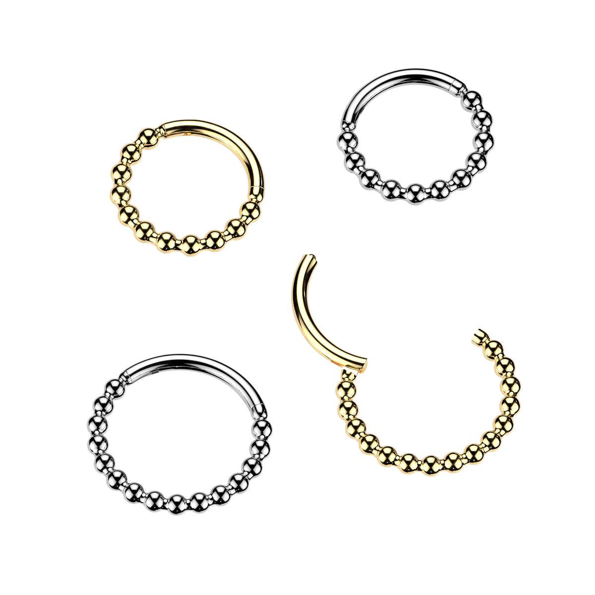 BEADED BALL EAR & NOSE HOOP - 20 GAUGE - 8MM