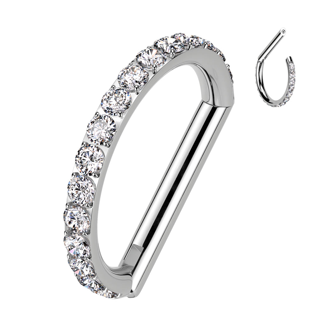 TITANIUM CRYSTAL LINED D SHAPE RING