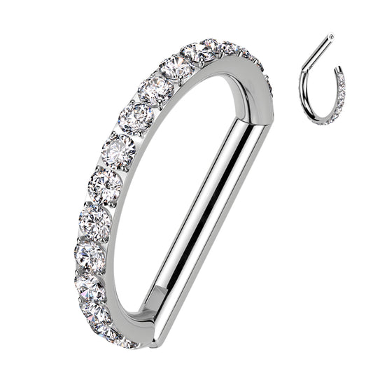 TITANIUM CRYSTAL LINED D SHAPE RING