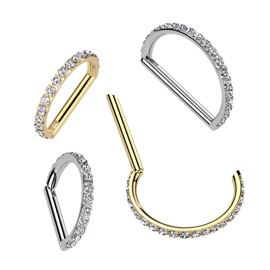 TITANIUM CRYSTAL LINED D SHAPE RING
