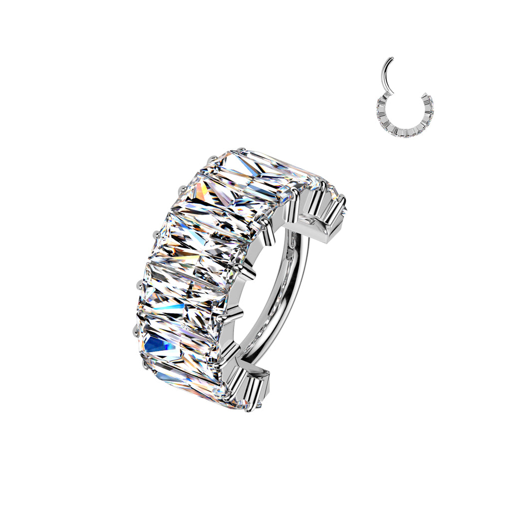 TITANIUM SILVER STATEMENT ULTRA CRYSTAL 10MM CONCH HOOP - 16 GAUGE