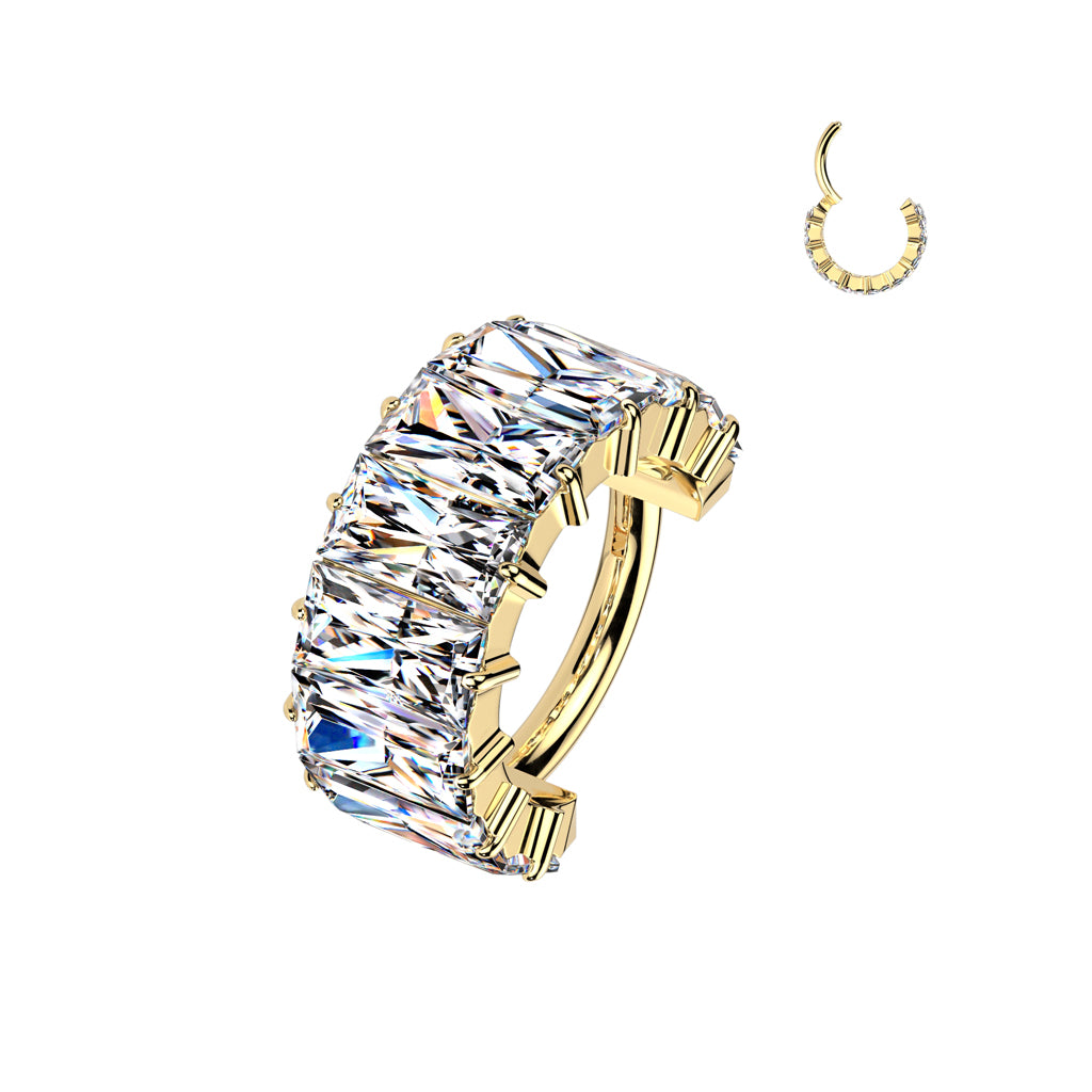 TITANIUM GOLD STATEMENT ULTRA CRYSTAL 10MM CONCH HOOP - 16 GAUGE