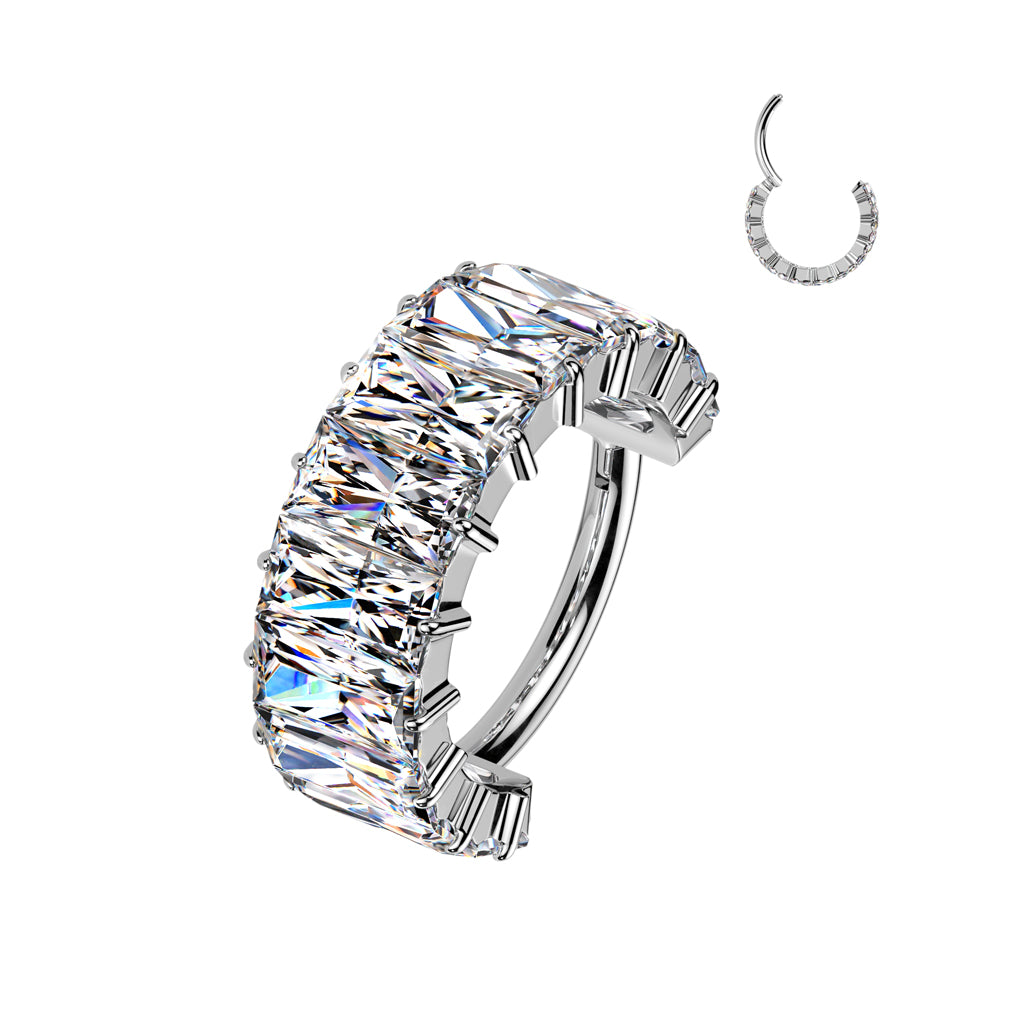TITANIUM SILVER STATEMENT ULTRA CRYSTAL 10MM CONCH HOOP - 16 GAUGE