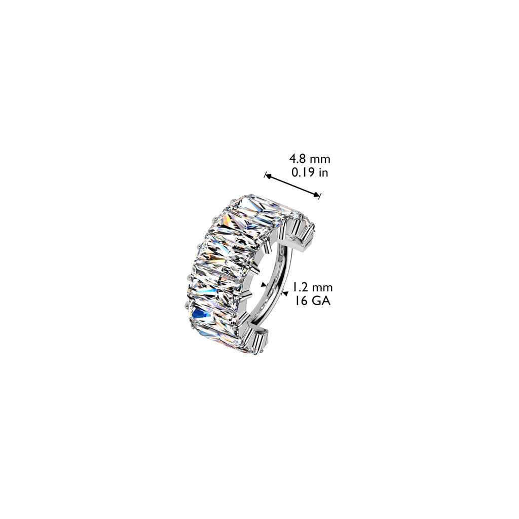 TITANIUM SILVER STATEMENT ULTRA CRYSTAL 10MM CONCH HOOP - 16 GAUGE