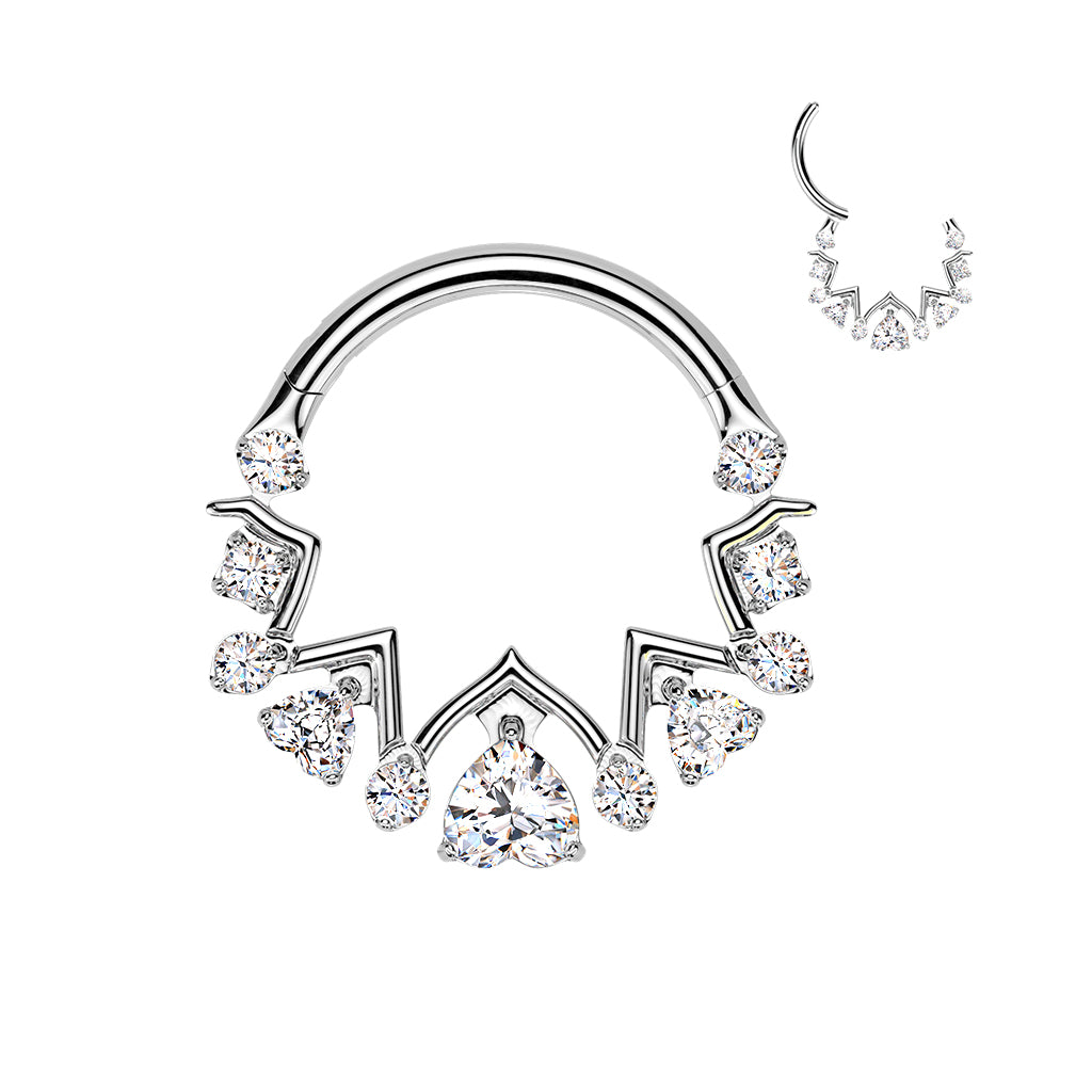 TITANIUM ULTRA LUX LOVE HEART ZIG ZAG HOOP - 16 GAUGE / 1.2MM - 8MM