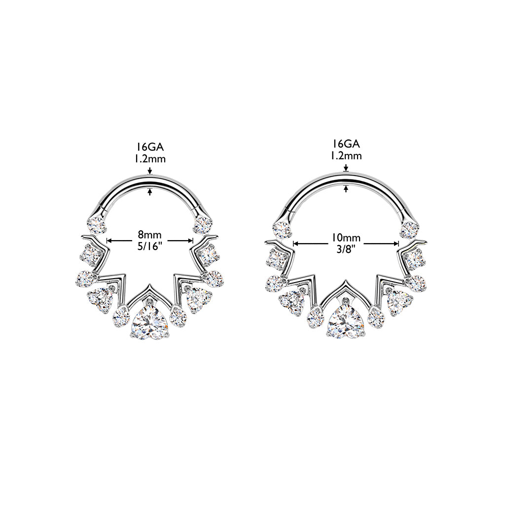 TITANIUM ULTRA LUX LOVE HEART ZIG ZAG HOOP - 16 GAUGE / 1.2MM - 8MM