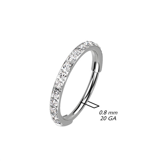 TITANIUM 10MM CRYSTAL LINED RING- 20 GAUGE HOOP FOR NOSE & EAR
