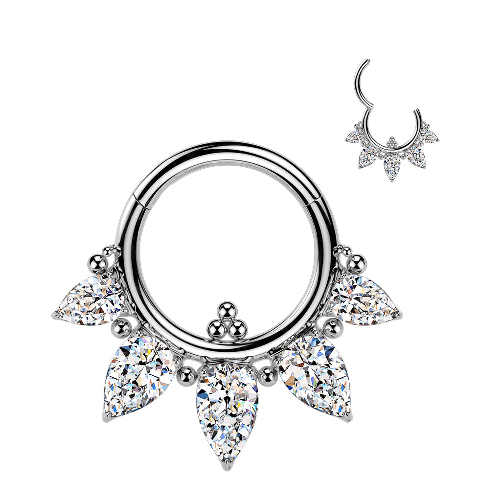 TITANIUM TEARDROP CRYSTAL HOOP - 16 GAUGE / 1.2MM - 8MM