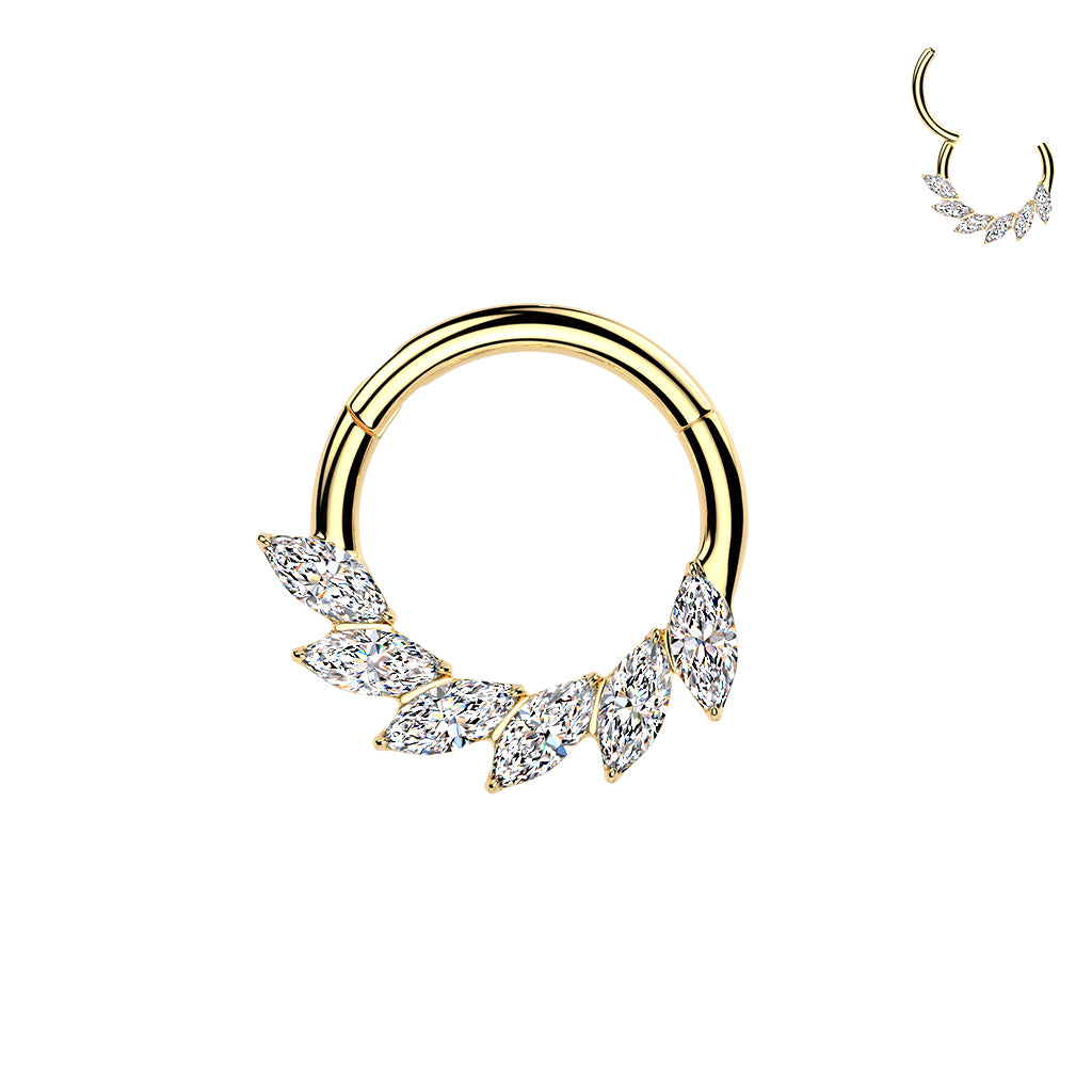 TITANIUM TEARDROP WAVE CRYSTAL HINGE CLOSE HOOP