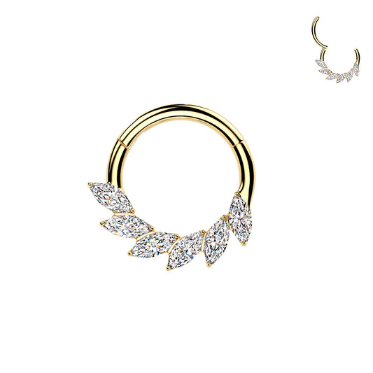 TITANIUM TEARDROP WAVE CRYSTAL HINGE CLOSE HOOP