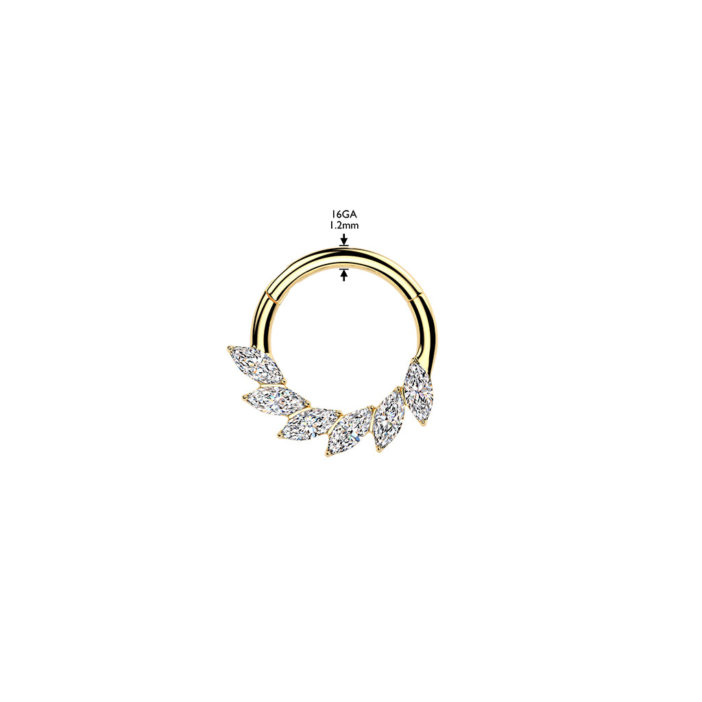 TITANIUM TEARDROP WAVE CRYSTAL HINGE CLOSE HOOP