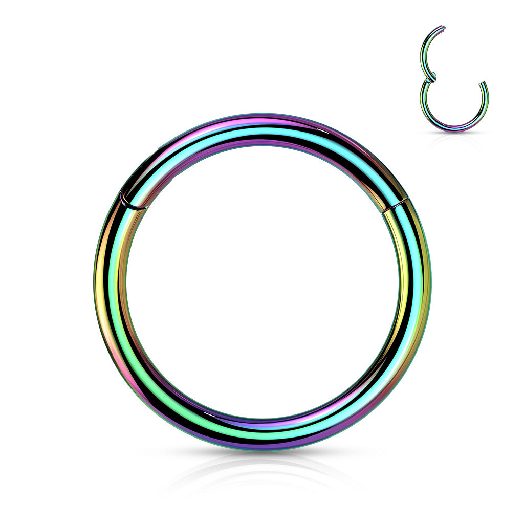TITANIUM RAINBOW HINGE SEGMENT HOOP - 16 GAUGE - 8MM