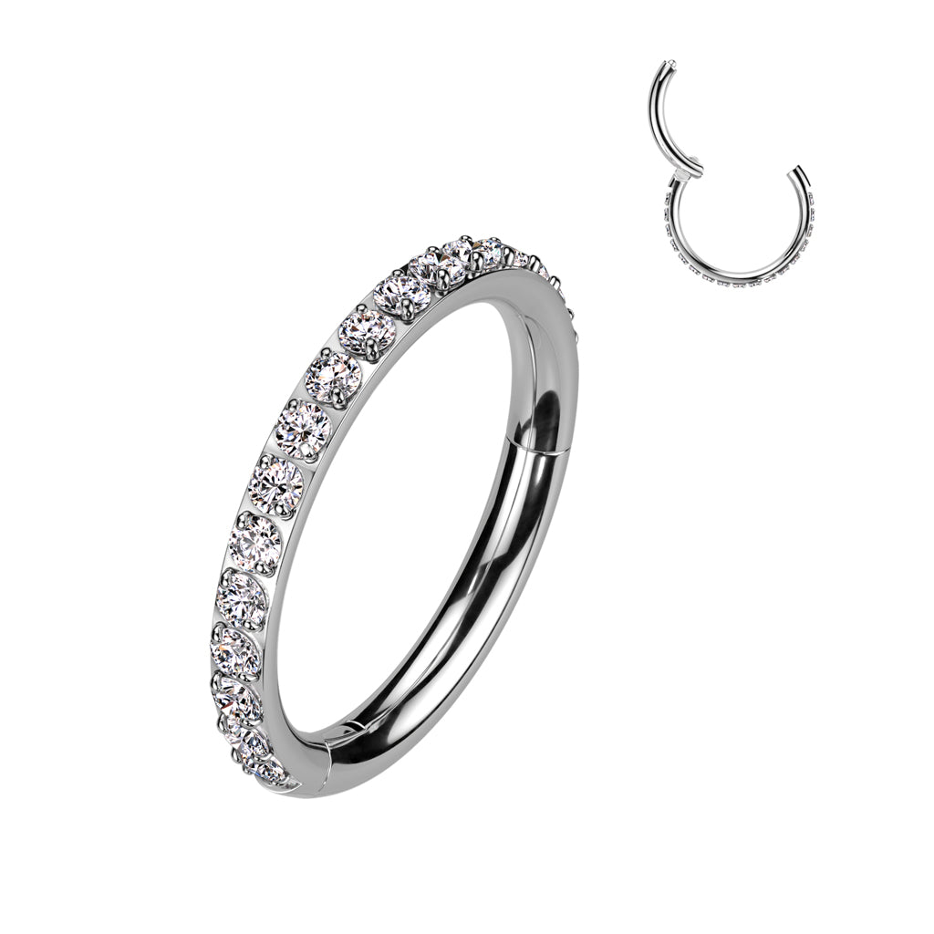 TITANIUM 10MM CRYSTAL LINED RING- 20 GAUGE HOOP FOR NOSE & EAR