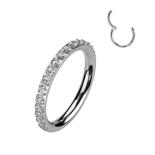 TITANIUM 10MM CRYSTAL LINED RING- 20 GAUGE HOOP FOR NOSE & EAR