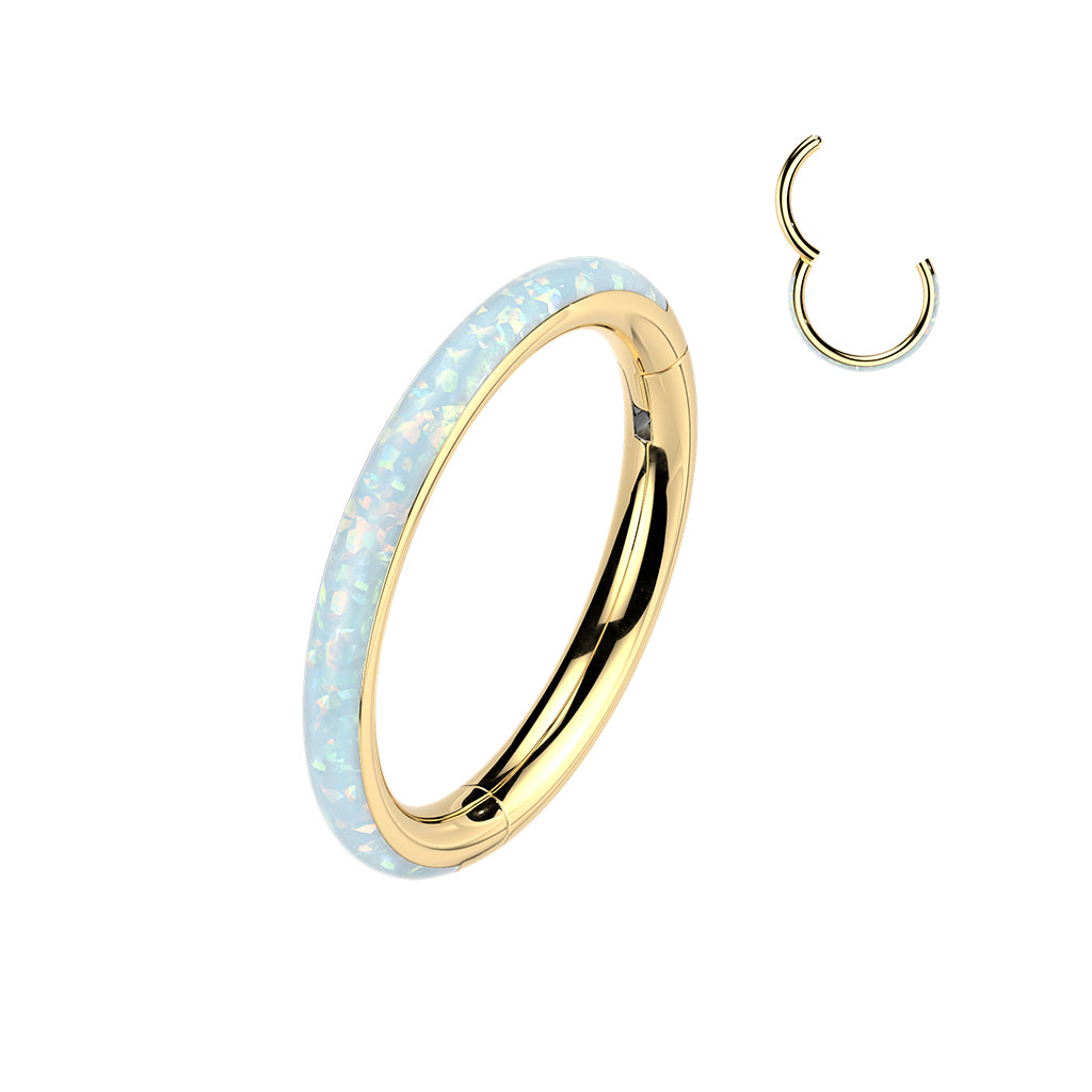 TITANIUM GOLD OPAL LINED NOSE / EAR HOOP - 20 GAUGE - 7MM