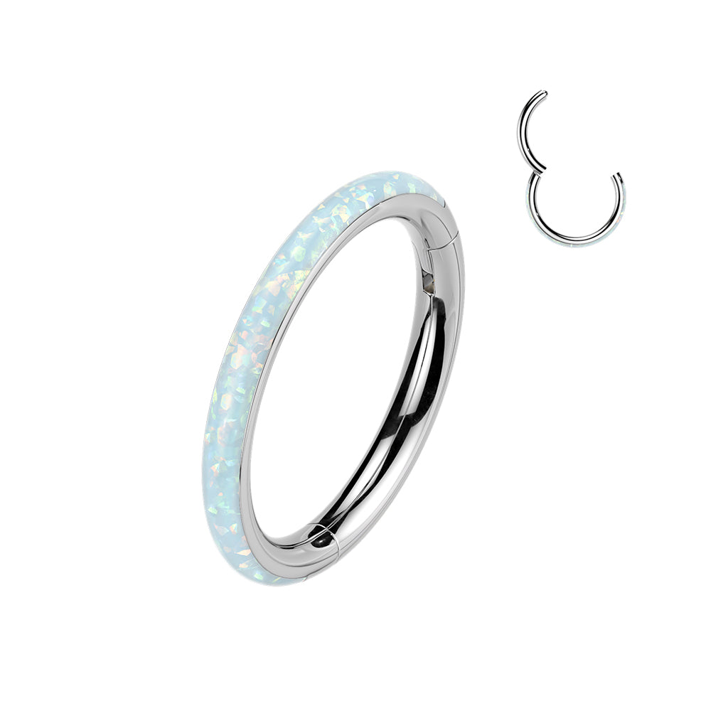 TITANIUM OPAL LINED NOSE / EAR HOOP - 20 GAUGE - 8MM