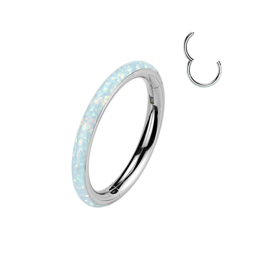 TITANIUM OPAL LINED NOSE / EAR HOOP - 20 GAUGE - 8MM