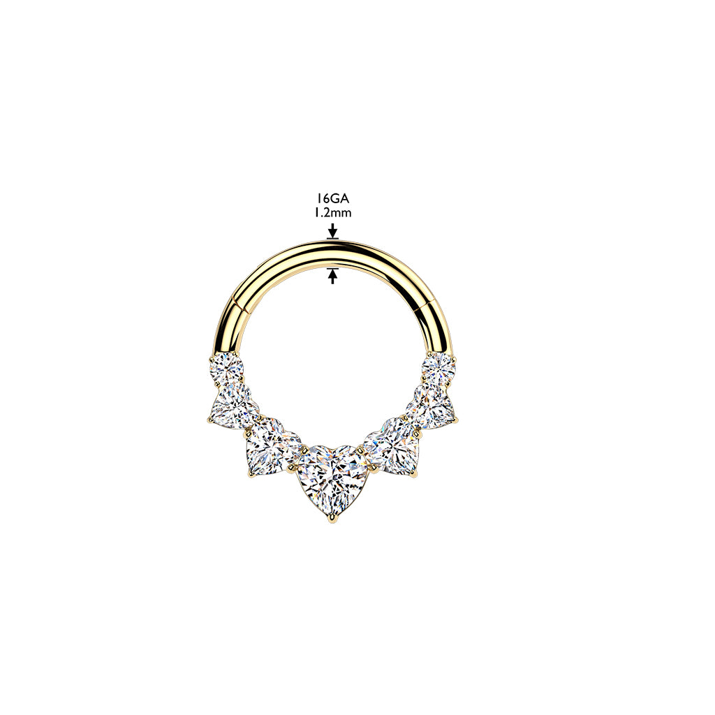 TITANIUM LOVE HEART CRYSTAL HINGE CLOSE HOOP