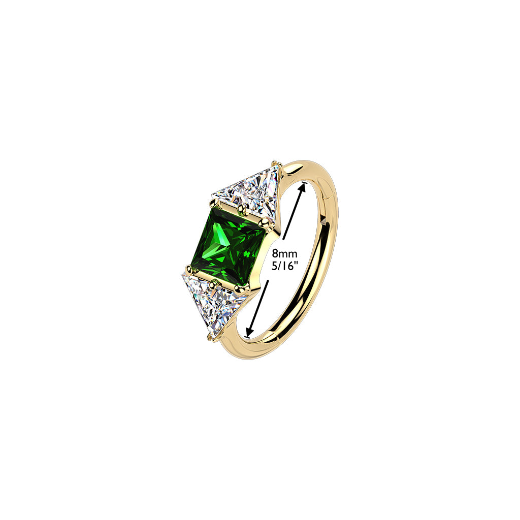 TITANIUM EMERALD CRYSTAL  LINED HOOP RING