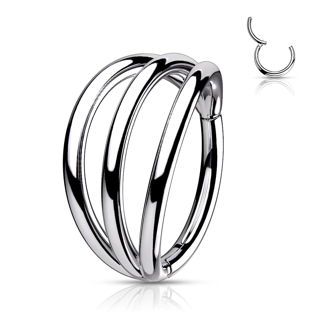 TITANIUM SILVER TRIPLE HOOP - 16 GAUGE / 1.2MM - 8MM