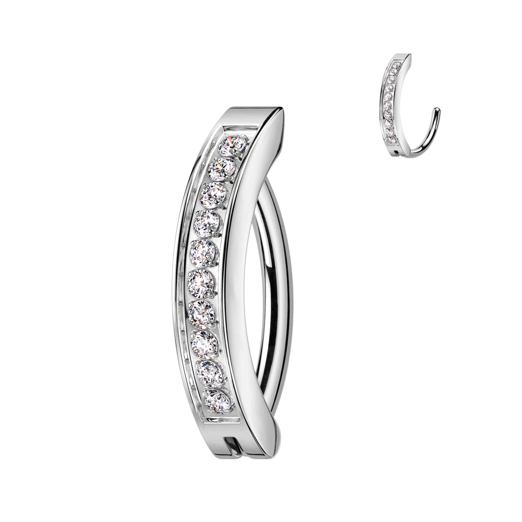 TITANIUM 12MM CRYSTAL LINED  BELLY CLICKER HOOP - 14 GAUGE - 12MM