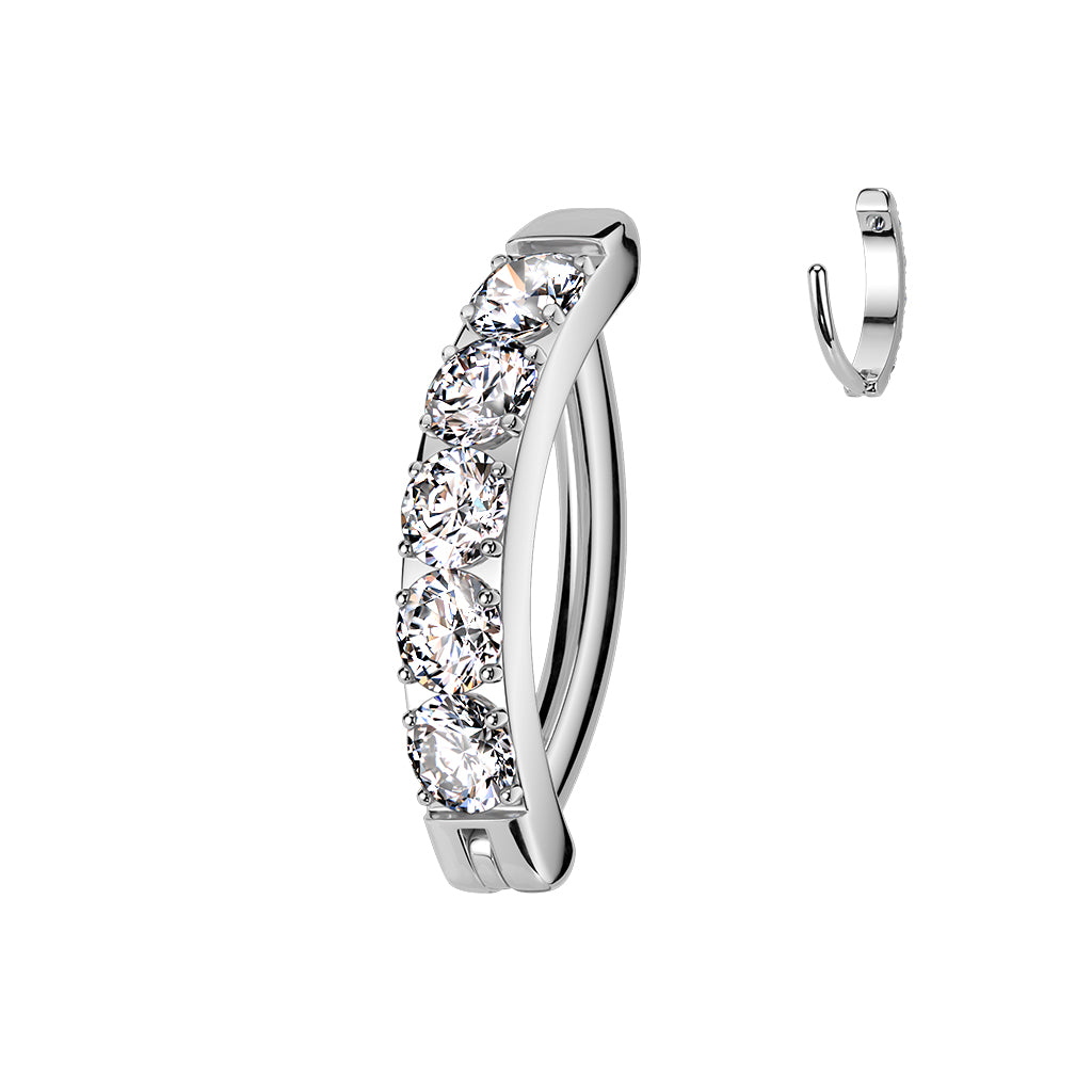 TITANIUM 12MM ULTRA CRYSTAL BELLY CLICKER HOOP - 14 GAUGE - 12MM