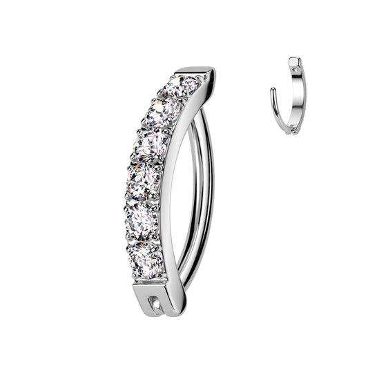 TITANIUM 12MM ULTRA CRYSTAL BELLY CLICKER HOOP - 14 GAUGE - 12MM