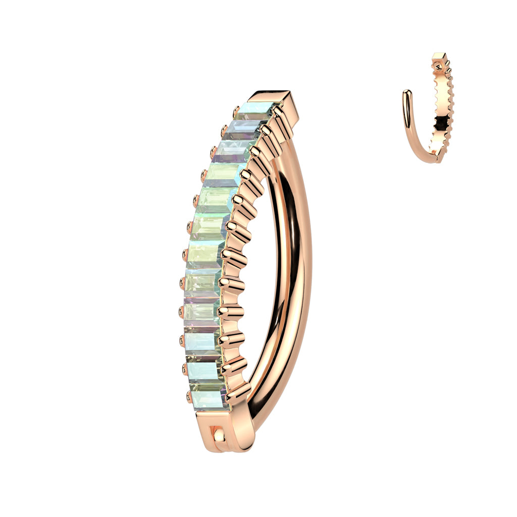 TITANIUM ROSE GOLD BOUJEE AURORA CRYSTAL LINED BELLY RING - BELLY CLICKER