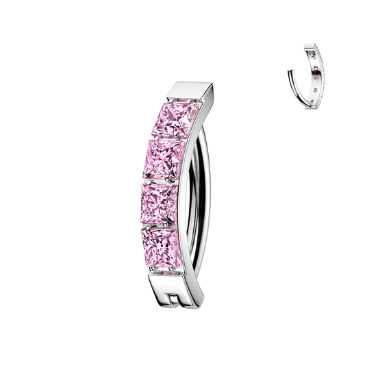 TITANIUM PINK CRYSTAL BELLY CLICKER HOOP - 14 GAUGE - 10MM