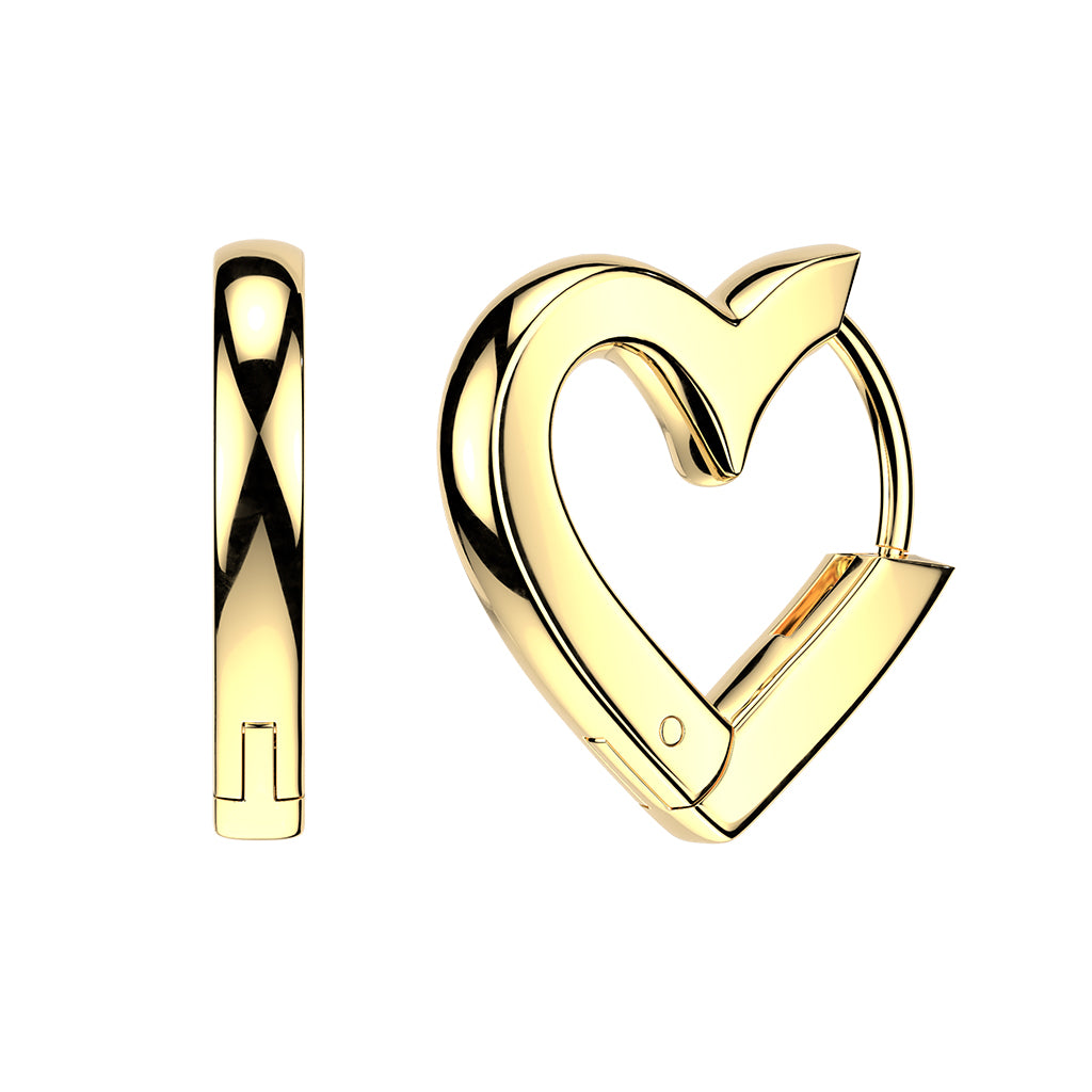 GOLD LOVE HEART SHAPED HOOP EARRINGS
