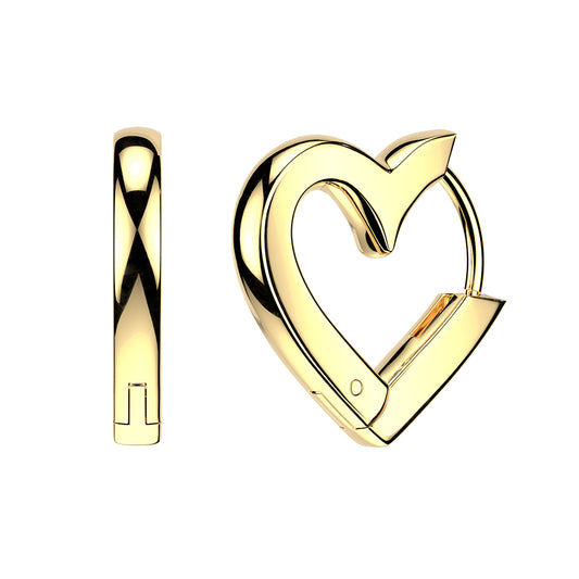 GOLD LOVE HEART SHAPED HOOP EARRINGS