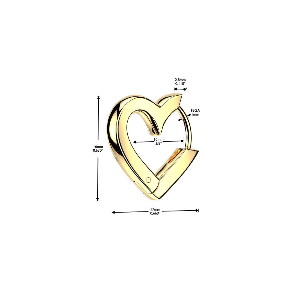 GOLD LOVE HEART SHAPED HOOP EARRINGS