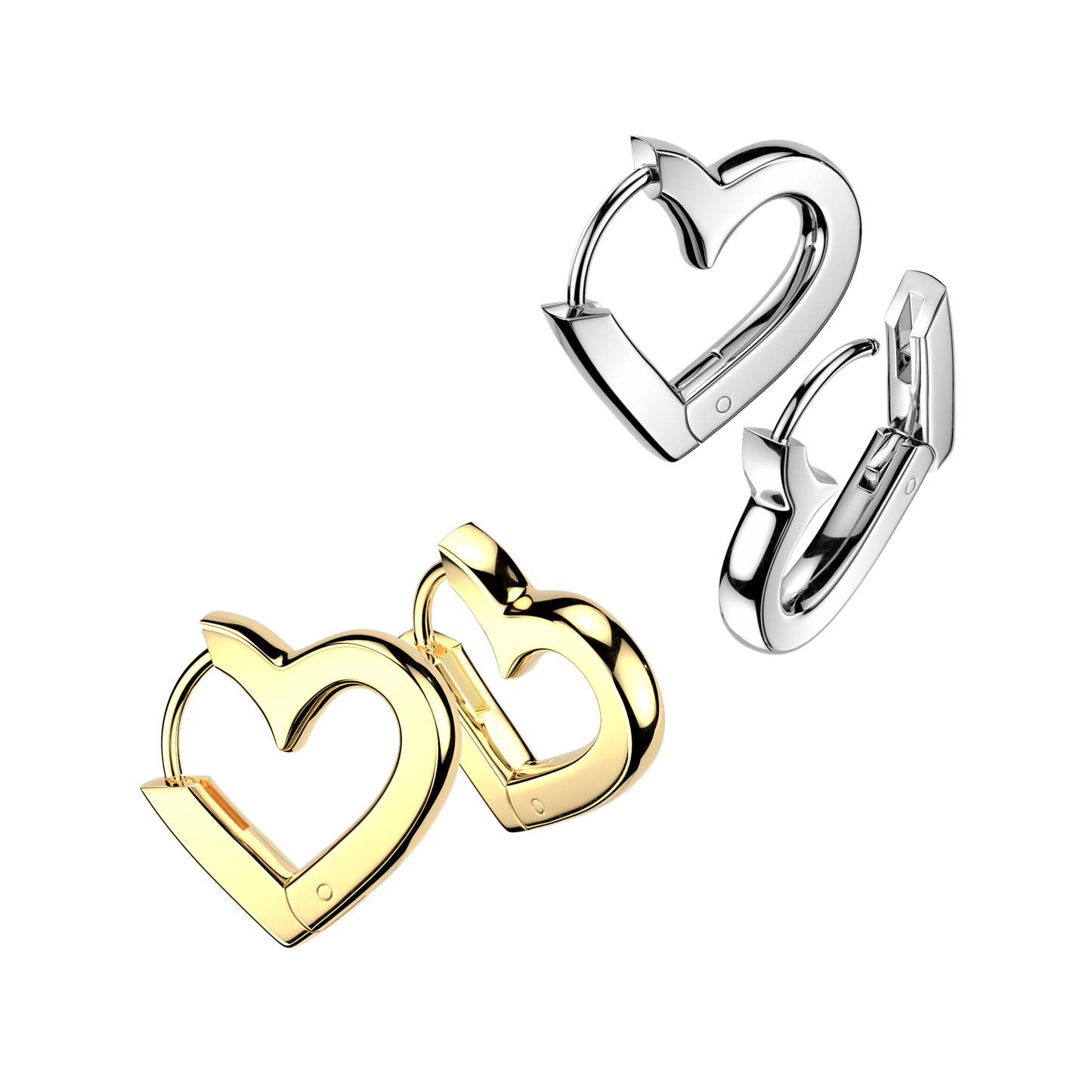 GOLD LOVE HEART SHAPED HOOP EARRINGS
