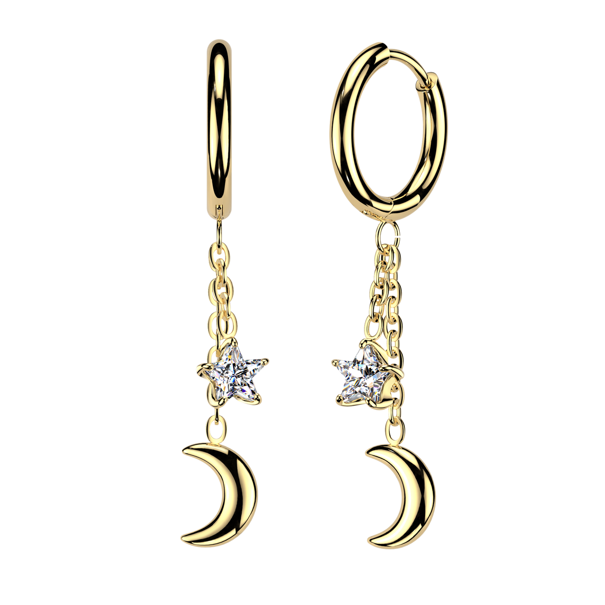 LUNA NIGHTS CHARM DANGLY HOOP EARRINGS