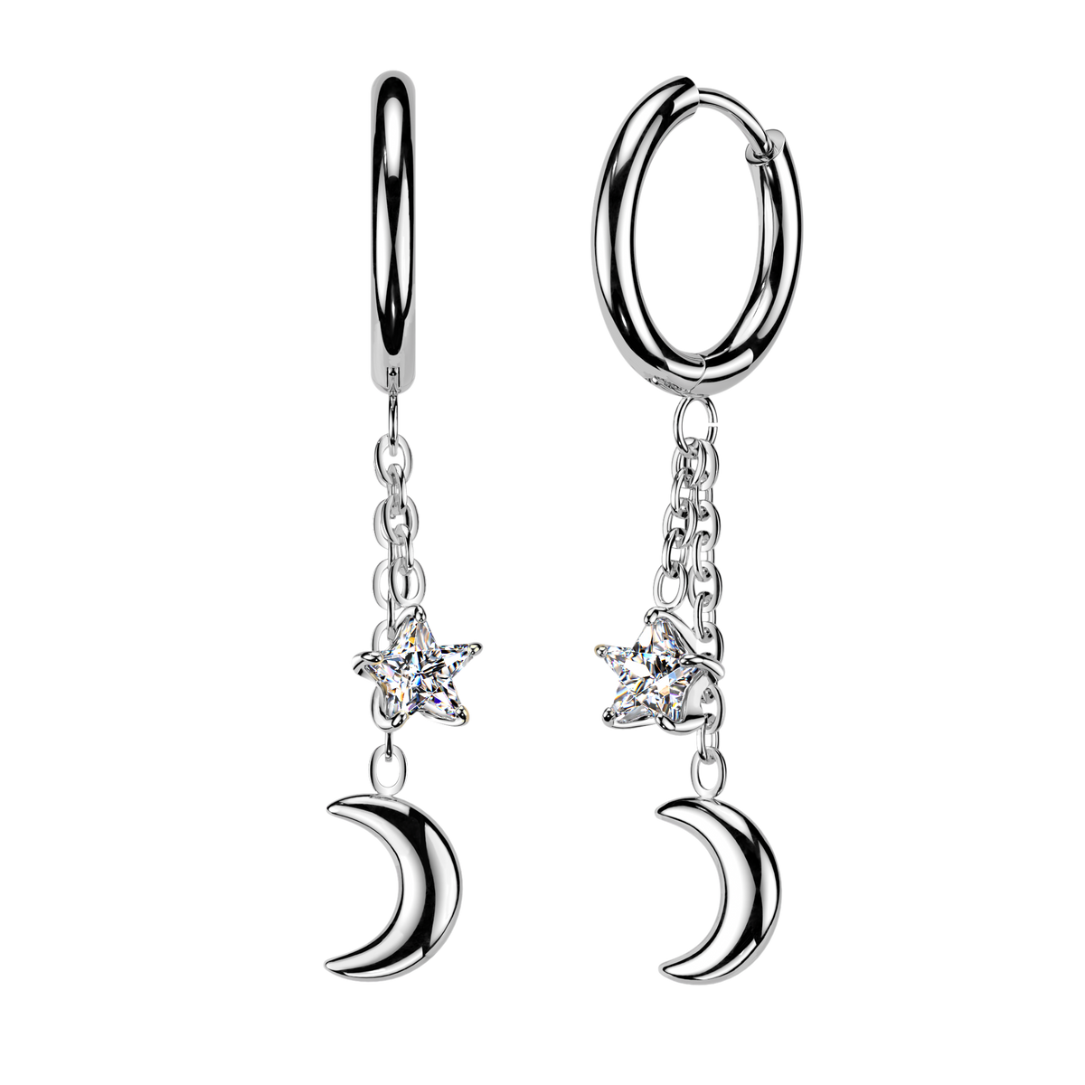 LUNA NIGHTS CHARM DANGLY HOOP EARRINGS