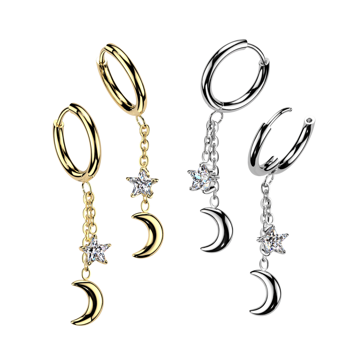 LUNA NIGHTS CHARM DANGLY HOOP EARRINGS