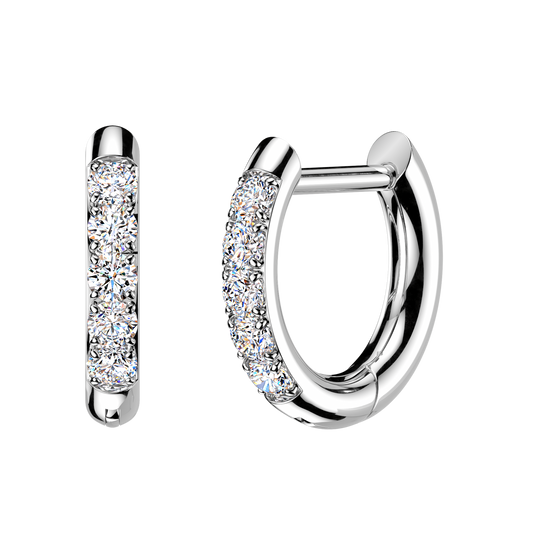 SILVER DAINTY CRYSTAL LINED STRAIGHT BAR HUGGIE HOOPS - 8MM