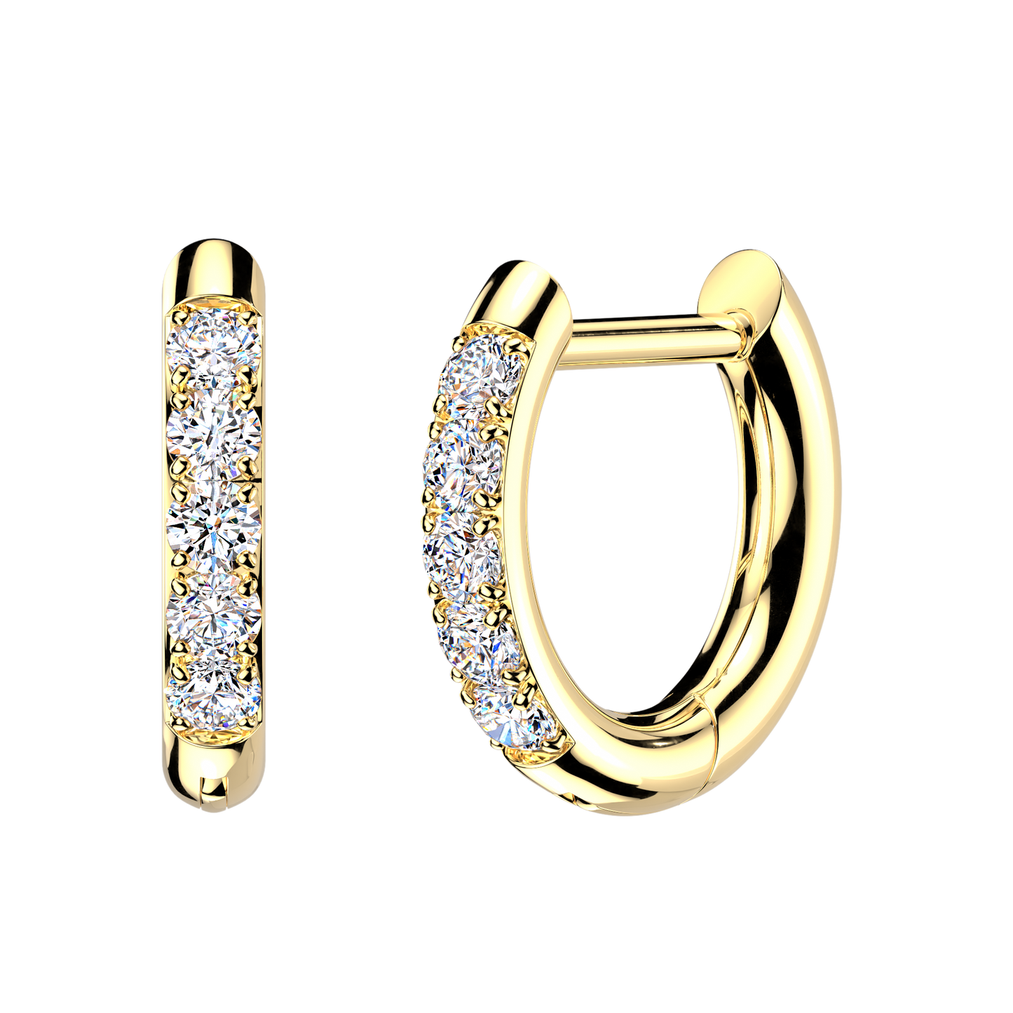 GOLD DAINTY CRYSTAL LINED STRAIGHT BAR HUGGIE HOOPS - 8MM