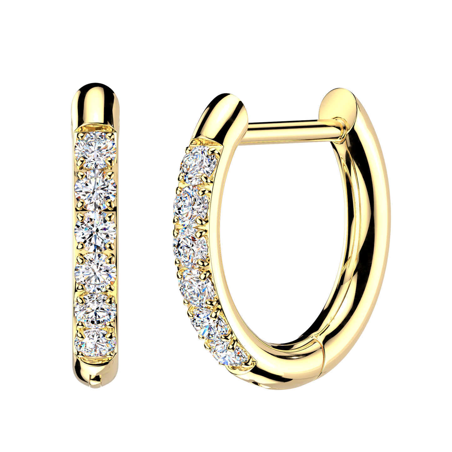 GOLD DAINTY CRYSTAL LINED STRAIGHT BAR HUGGIE HOOPS - 8MM