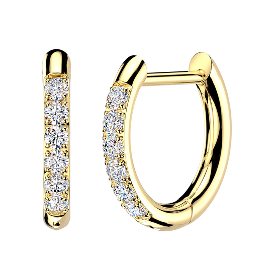 GOLD DAINTY CRYSTAL LINED STRAIGHT BAR HUGGIE HOOPS - 8MM