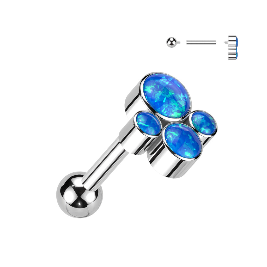 TITANIUM TRIPLE BLUE OPAL BARBELL